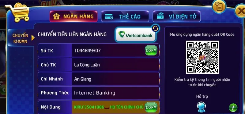 Đạ dạng h&igrave;nh thức nạp - r&uacute;t tiền