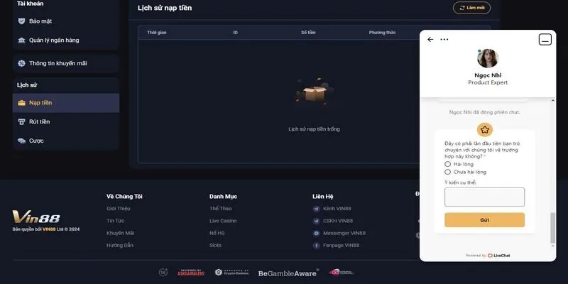 VIN88 c&oacute; đội ngũ CSKH hỗ trợ tận t&acirc;m 24/7